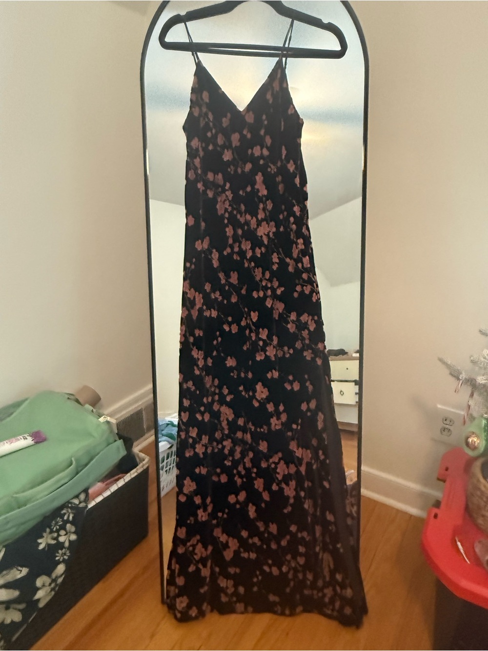 Lavender Brown Black Maxi Slip Dress with Pink Floral